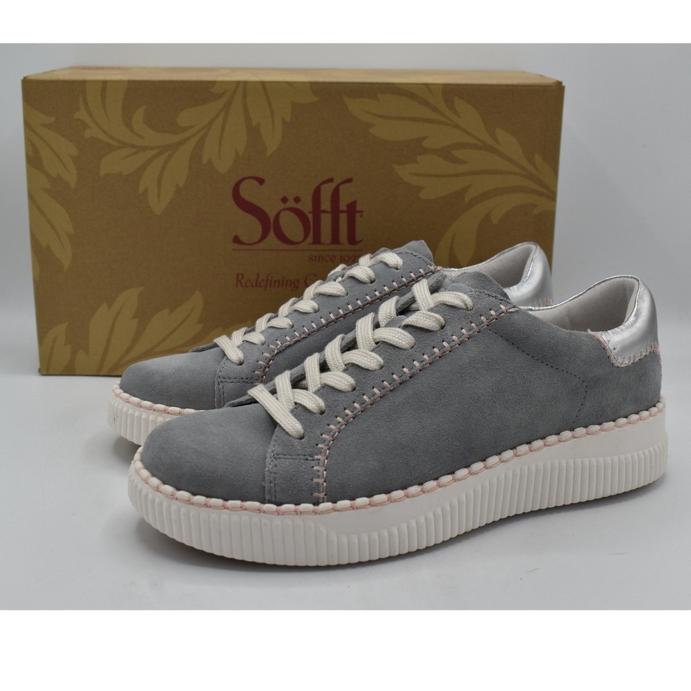 Sofft Frazier Sneakers Womens 11 Chambray Grey Silver Whipstitch NWB
